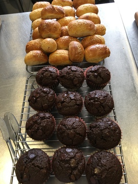 Fresh morning muffins and bread